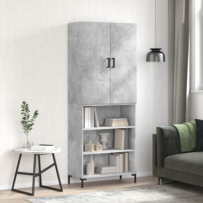 vidaXL - Hoge - kast - 69,5x34x180 - cm - bewerkt - hout - betongrijs