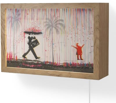 Wandlamp 30x20 cm - Oplaadbaar - Regen - Graffiti - Man - Banksy Style - Wandlampen binnen woonkamer - Slaapkamer lamp met kabel - Decoratieve nachtlamp - Vloerlamp snoer