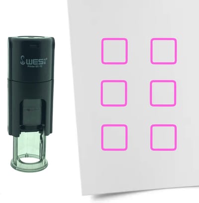 CombiCraft Stempel Lege checkbox of Vierkant 10mm rond - roze inkt