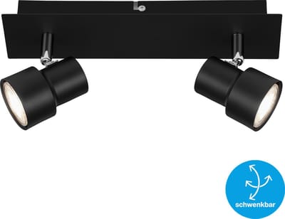 Briloner Leuchten ROCK - plafondlamp - spot draaibaar - 2-lichts LED GU10 5W - 460lm - 3.000K warm wit - zwart