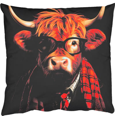Sierkussens - Kussentjes Woonkamer - 50x50 cm - Schotse hooglander - Bril - Sjaal - Dier