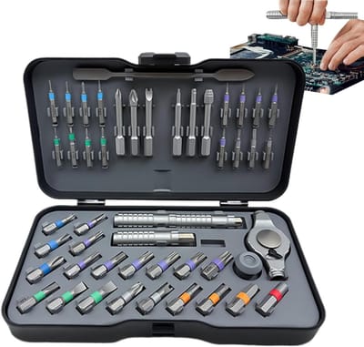Ratel Schroevendraaier Set - Magnetische Driver Kit - Thuis Reparatie - 47 Delig S2 Staal - 7.13x4.21x1.42 Inch - Grijs