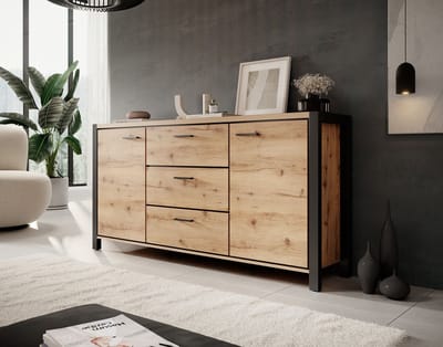 Meubella - Dressoir Acapulco - Eiken - Zwart - 180 cm