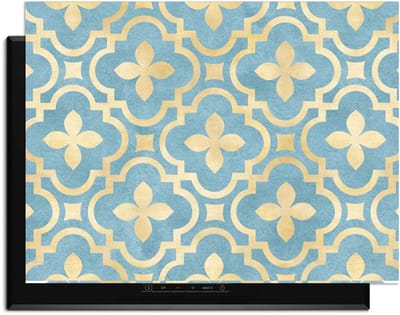 KitchenArt - Deep Azure Blossom - Inductie Beschermer - 78x52 cm - Kookplaat Beschermer - Luxe Afdekplaat Inductieplaat - Anti-slip & Oprolbaar - Beschermmat Inductiekookplaat