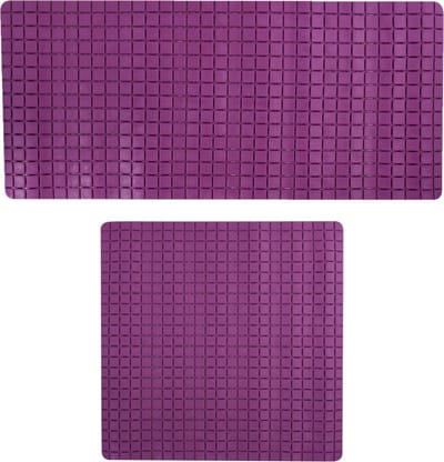 MSV Douche/bad anti-slip matten set badkamer - rubber - 2x stuks - paars - 2 formaten