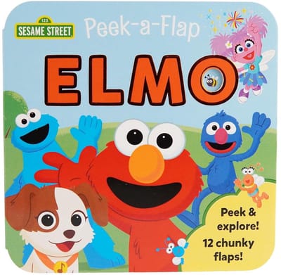 Interactief Bordboek Peep-a-Flap met Elmo Sesamstraat: Leer Vormen, Kleuren en Cijfers