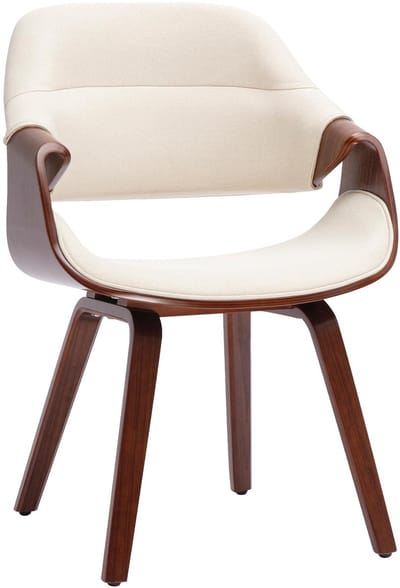 CLP Maira Eetkamerstoel - met Armleuningen - Gestoffeerd Design - Walnootlook - Ergonomisch - Belastbaar tot 150 kg - Stof/walnoot/creme