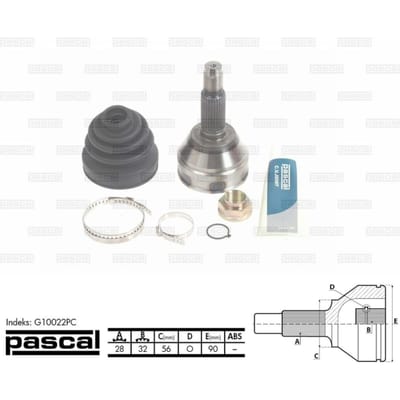 Homokineet reparatie set, aandrijfas PASCAL G10022PC