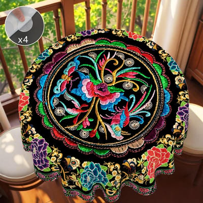 Couronne de fleurs du Jour de l'Indépendance Nappe rectangulaire imperméable Fleur étoile rouge bleue Drapeau USA Housse de table pour dîner cuisine 140x180cm