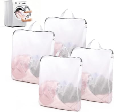 Set van 4 Waszakken met Handvatten 50x60cm - Netwaszak voor Wasmachine, Ondergoed, Sokken en Kousen