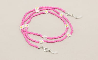 STUDIO Ivana - brillenkoord bloemetjes - roze - zonnebrillen koordje kralen - fel roze