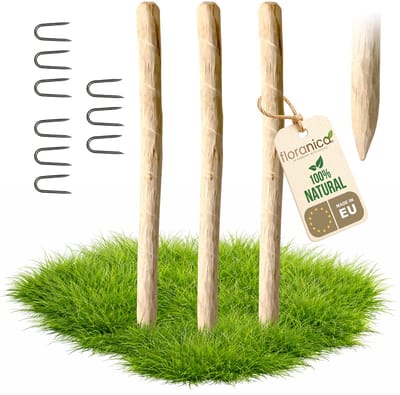 Floranica 3 x hazelnoot houten paal hoogte 90 cm, houten paal voor prieelhek, kastanjehek, houten palen, boomsteun, puntige houten paal, boompaal, steunpaal