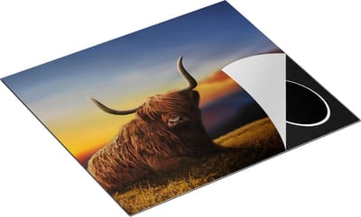 Chefcare Inductie Beschermer Schotse Hooglander Koe op een Heuvel - 60x50 cm - Afdekplaat Inductie - Kookplaat Beschermer - Inductie Mat