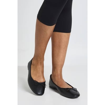 boohoo Dames Ballerina's Met Strikdetail In Brede Pasvorm | Zwart | Maat: 37