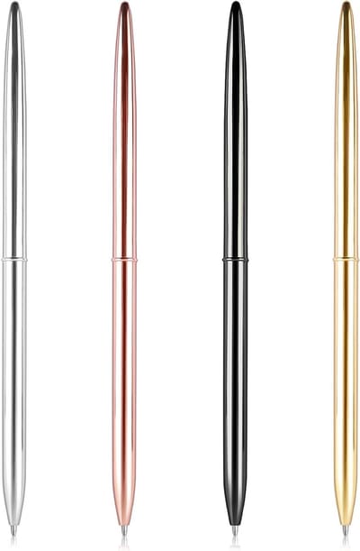 Elegante Gouden Balpen Set van 4 Stuks, Retractable Slim Design, Perfect voor Kantoor, School en Cadeaus