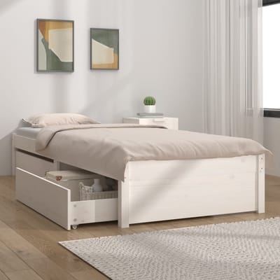 vidaXL - Bedframe - met - lades - wit - 75x190 - cm