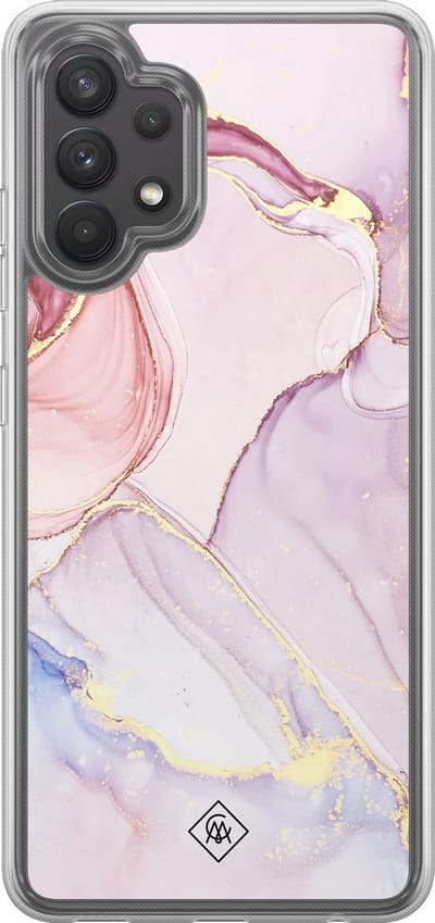 Casimoda® hoesje - Geschikt voor Samsung Galaxy A32 4G - Marmer roze paars - 2-in-1 case - Schokbestendig - Marble design - Verhoogde randen - Paars, Transparant