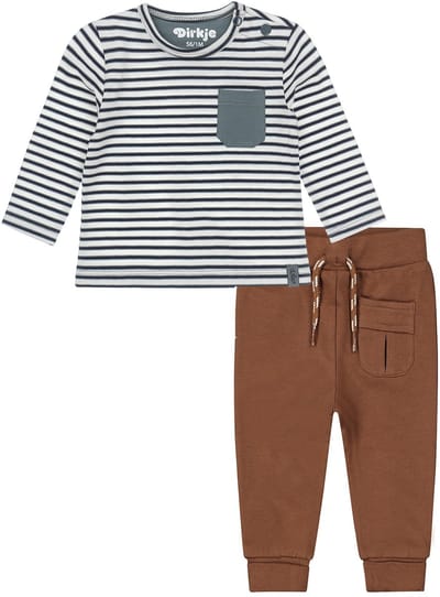 Dirkje - kledingset - Broek bruin - Shirt groen wit gestreept - Maat 56
