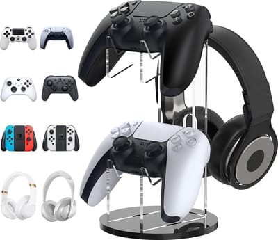 Game Controller houder/headsetstandaard, 2-in-1 acryl universele houder voor houder, gamingaccessoires, controller hoofdtelefoon houder standaard accessoires, zwart