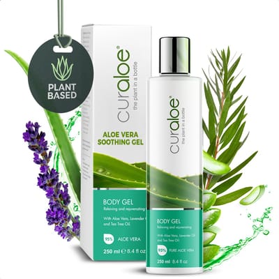 Curaloe Aloe Vera Gel 95% - Body Gel Huidverzorging - Met Lavendel Olie & Tea Tree Olie - 250ml