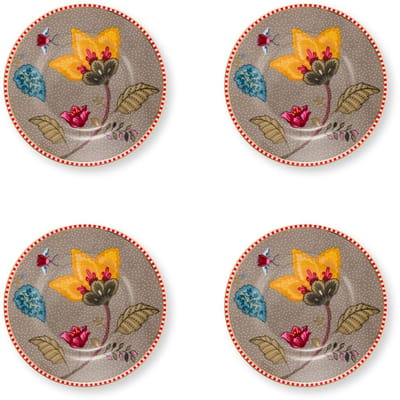 Pip Studio servies - Blooming Tales Fantasy - Set van vier petit four bordjes - Porselein