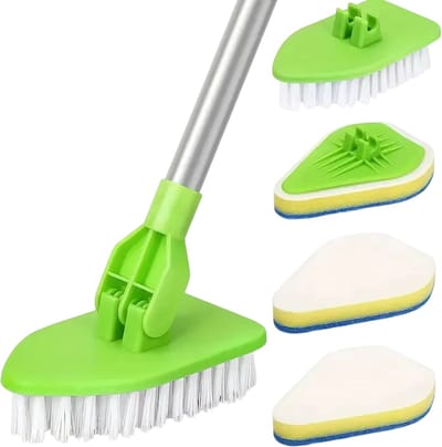 Multifunctionele Douche- en Tegelborstel met Lange Handgreep – 2-in-1 Uittrekbare Badborstel & Vloerschrobber – Schoonmaakborstel voor Badkamer en Keuken