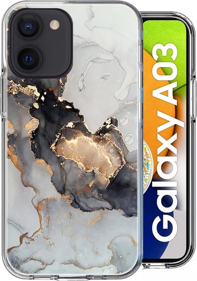 Hoesje geschikt voor Samsung A03 - Back Cover Siliconen Case Marmeren Hoes Wit