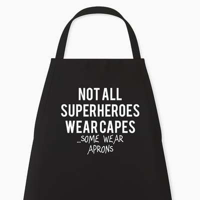 Keukenschort “Superheroes wear aprons” | Vaderdag Cadeau | Cadeau voor Hem | Zwart