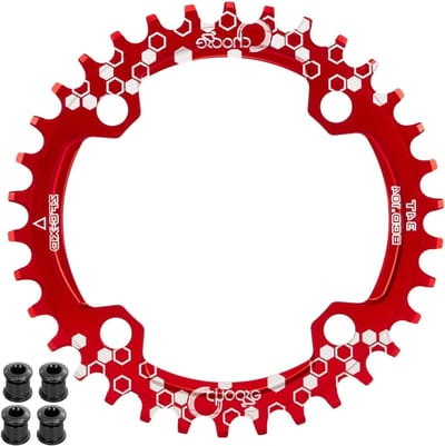 Kettingblad 104 BCD met 34 tanden van aluminium, geschikt voor mountainbikes, rood en lichtgewicht