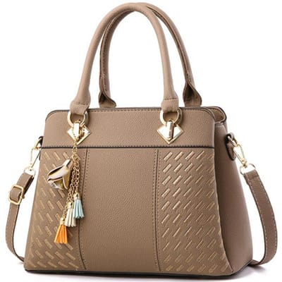 Luxe Handtas Dames Crossbody Tas met kwastje hangend Grote Capaciteit Dames Schoudertassen Borduurwerk Draagtas Sac A Main beige