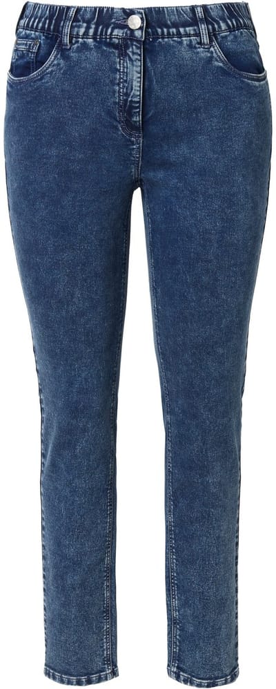 Ulla Popken - Dames - Jerseyjeans Sarah smalle pijpen comfortabele tailleband - Donkerblauw denim - Maat 42