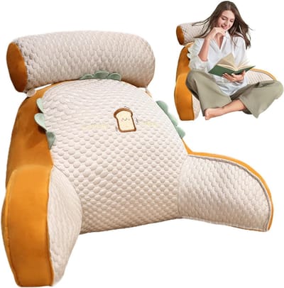 Leeskussen Wig - Rugkussen - Ontspannen Zitten - Afneembare Hoes - 60x40 cm - Toast