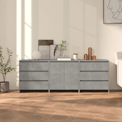vidaXL - 3 - st - Dressoirs - bewerkt - hout - betongrijs