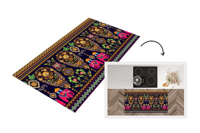 Keukenloper - Loper keuken - Patronen - Olifant - Roze - 120x60 cm - Keukenloper vinyl