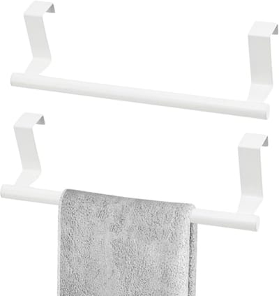 Famanu – Set van 2 roestvrijstalen handdoekhouders voor kastdeur, met antislip krasbeschermingsstrips, geschikt voor keuken en badkamer