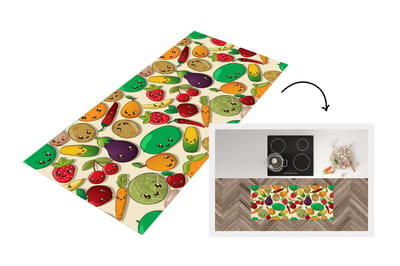 Keukenloper - Loper keuken - Kawaii - Patronen - Groente - Fruit - 120x50 cm - Keukenloper vinyl