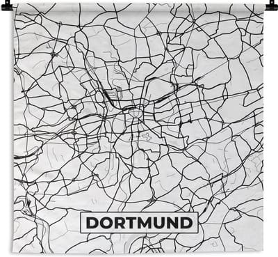 Wandkleed - Wanddoek - Dortmund - Plattegrond - Stadskaart - Kaart - 120x120 cm - Wandtapijt