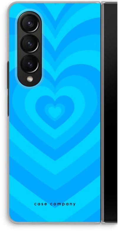 Case Company® - Hoesje geschikt voor Samsung Galaxy Z Fold4 hoesje - Hart Blauw - Soft Cover Telefoonhoesje - Bescherming aan alle Kanten en Schermrand