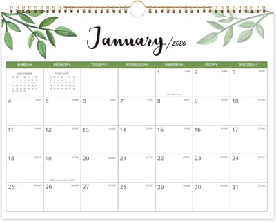 Wandkalender Jaarplanner - Grote Blokken Kalender - Planning Organiseren - 24 Maanden Overzicht - 45.7x45.7 cm - Groen