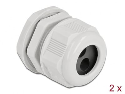 Kabelwartel PG21 voor ronde kabel met twee kabelinvoer grijs 2 stuks