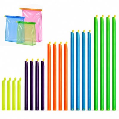 20 stuks sluitklemmen voor zakken, herbruikbare zakclips, luchtdicht, BPA-vrije snackclips voor keuken en vriezer, voedselopslag, 4 maten, 28,5/18,5/12,5/9 cm