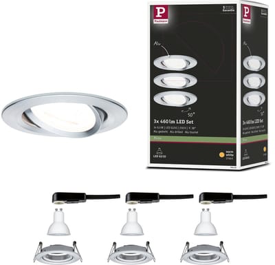 LED-inbouwlamp Nova schwenkbar Basisset zwenkbaar rond 84 mm 50° GU10 3x6,5W 3x460lm 230V 2700K Alu gedraaid