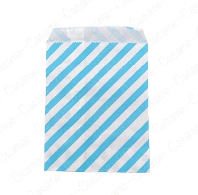 Blauw Cadeauzakje Met Strepen 13x18 cm - 25 Stuks Cadeau Verpakking Blauw Met Wit