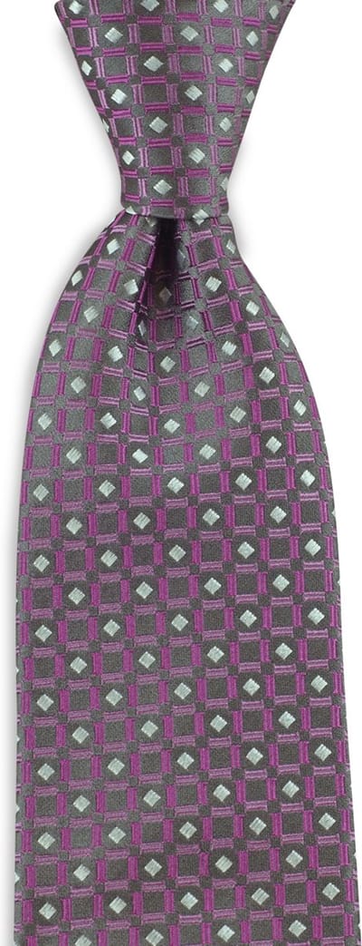 We Love Ties - Stropdassen - Stropdas Blockchecker - grijs / roze / magenta / wit