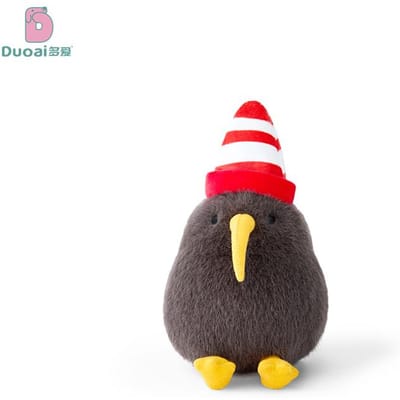 12cm Schattige Kiwi Pluche Pop met Kerstmuts Zacht Vogel Speeltje Huisdecoratie Cadeau voor Kinderen about 12cm black