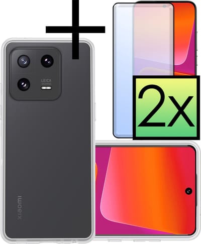Hoesje - Met 2x Screenprotector - Geschikt voor Xiaomi 13 Pro - Sterk & Shockproof - Back Cover - Siliconen Case - Telefoon Hoes - Transparant