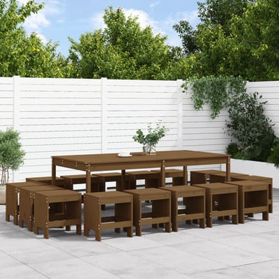 vidaXL - 17-delige - Tuinset - massief - grenenhout - honingbruin