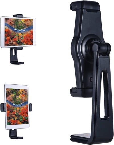 Tablet Statief Adapter - Klem Houder - Opnames Maken - Universeel Verstelbaar - 12-17 cm - Zwart