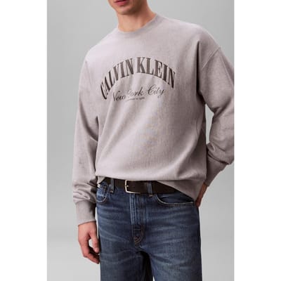 Calvin Klein Long Sleeve Premium Terry Calvin Logo Heroic Grey Htr Taglia: S | Maglioni a maglia Outlet | Uomo | Grigio