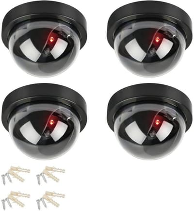 GELLDG 4 Stuks Bewakingscamera's - Dummy Camera met Rode LED - Kunststof Attrappe Set - Geschikt voor Binnen en Buiten Gebruik - Simulatie Veiligheidscamera met Licht